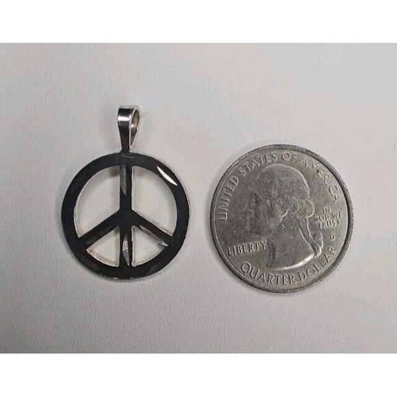 Silver 925 Peace Symbol Peace Sign Pendant Charm - Picture 3 of 6